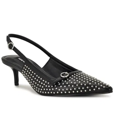 Nine West Women's Ashlea Slingback Kitten Heel Pumps In Black