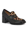 Nine West Women's Avalia Square Toe Block Heel Loafers In Black,leopard Multi