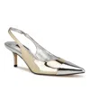 Nine West Awaie Slingback Pointed Cap Toe Pump In Gold,silver Mirror Metallic