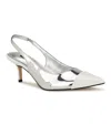 Nine West Awaie Slingback Pointed Cap Toe Pump In Silver Mirror Metallic