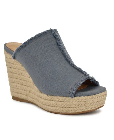 NINE WEST WOMEN'S BAJA SLIP-ON ESPADRILLE WEDGE SANDALS