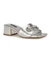 Nine West Women's Bamsy Square Toe Slip-on Dress Sandals In Silver