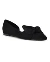 Nine West Wnbannie2 Womens Bow Textured Flat Shoes In Deep Black