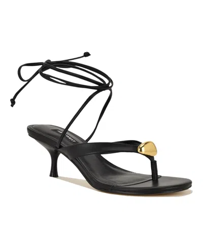 Nine West Women's Batty Ornamented Kitten Heel Sandals In Black