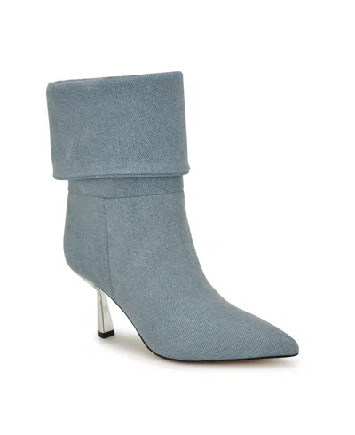 Nine West Women's Bayli Pointy Toe Stiletto Heel Dress Booties In Light Blue Denim