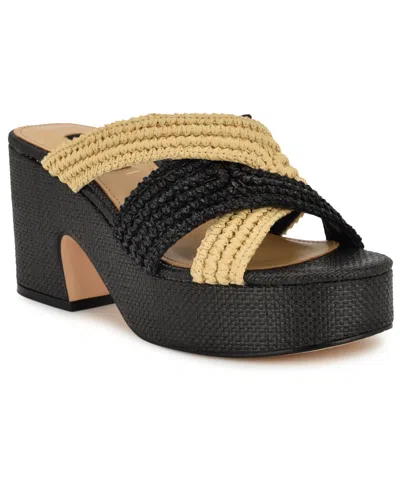 Nine West Women's Bemay Open Toe Dress Sandals In Black,natural