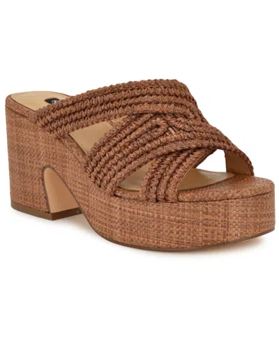 Nine West Women's Bemay Open Toe Dress Sandals In Dark Brown