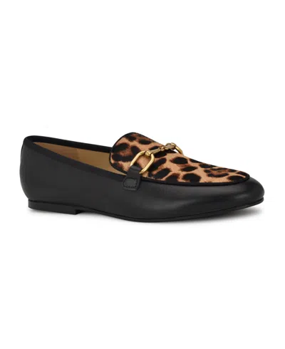 Nine West Women's Brayci Slip-on Round Toe Dress Loafers In Black,leopard