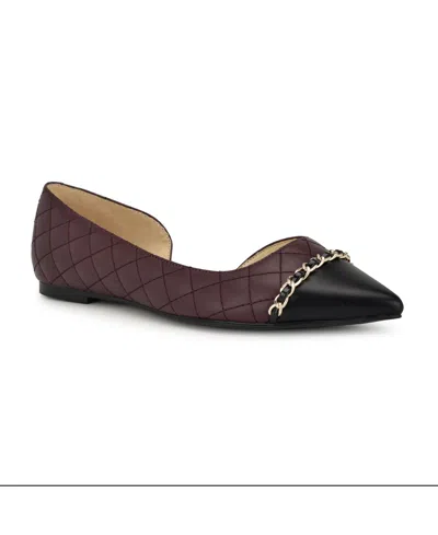 Nine West Women's Breza Slip-on Pointy Toe Dress Flats In Burgundy,black