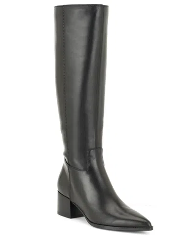Nine West Womens Bridgit Tall Block Heel Riding Boots Regular Wide Calf In Black