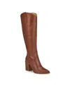 Nine West Women's Bromwel Pointy Toe Block Heel Knee High Boots In Brown Leather