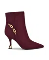 Nine West Women's Chaine Pointy Toe Tapered Heel Dress Booties In Dark Red