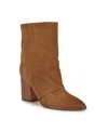 Nine West Women's Chaye Pointy Toe Block Heel Booties In Cognac Suede