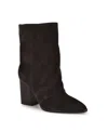 Nine West Women's Chaye Pointy Toe Block Heel Booties In Dark Brown Suede