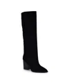 Nine West Chicke Pointed Toe Knee High Boot In Black Suede
