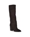 Nine West Chicke Pointed Toe Knee High Boot In Dark Brown Suede