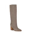 Nine West Chicke Womens Solid Suede Knee-high Boots In Taupe Suede