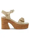Nine West Women's Comiele Square Toe Block Heel Wedge Sandals In Ivory
