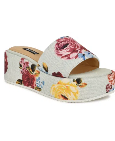 NINE WEST WOMEN'S COPEN SLIP-ON PLATFORM WEDGE SANDALS