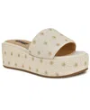 Nine West Copen Platform Sandal In White Lurex Flower