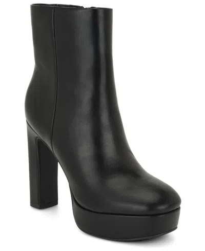 Nine West Women's Danella Block Heel Platform Dress Booties In Black