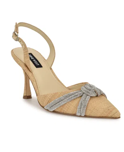 Nine West Women's Deby Embellished Slingback Stiletto Pumps In Light Natural