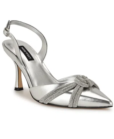 Nine West Women's Deby Embellished Slingback Stiletto Pumps In Silver