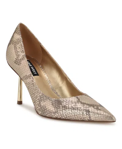 Nine West Women's Deonne Pointy Toe Stiletto Pumps In Gold Snake