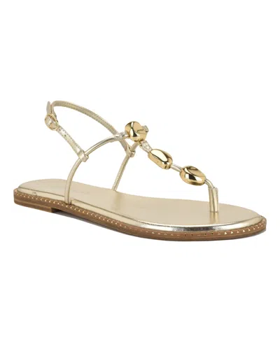 Nine West Women's Derika T-strap Slingback Sandals In Gold