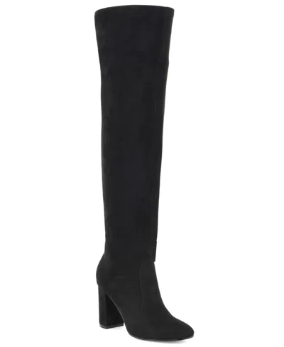Nine West Women's Deryn Over-the-knee Block Heel Dress Boots In Black