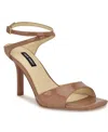 Nine West Women's Devans Strappy Square Toe Stiletto Sandals In Medium Brown Patent