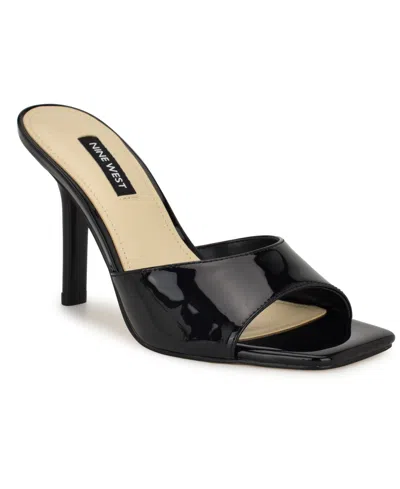 Nine West Women's Disko Square Toe Dress Sandals In Black Patent