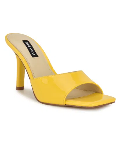 Nine West Women's Disko Square Toe Dress Sandals In Yellow Patent