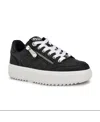 Nine West Women's Dulah Round Toe Platform Lace-up Sneakers In Black