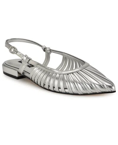 Nine West Women's Duria Pointy Toe Dress Mules In Silver