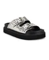 Nine West Women's Eleny Double Band Embellished Flat Slip-on Sandals In Silver Python