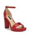 Nine West Women's Elope High Block Heel Sandals In Red Patent