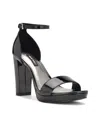 Nine West Women's Elope High Block Heel Sandals In Black Patent