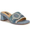 Nine West Women's Ending Woven Block Heel Sandals In Blue Multi