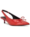 Nine West Evaa Slingback Pointed Toe Kitten Heel Pump In Red