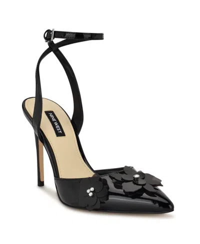 Nine West Women's Fabby Stiletto Heel Pointy Toe Dress Pumps In Black Patent