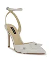 Nine West Women's Fabby Stiletto Heel Pointy Toe Dress Pumps In White Patent