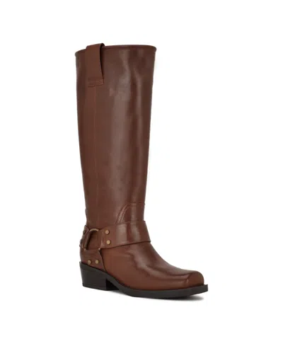 Nine West Women's Fawsta Tall Square Toe Boots In Brown