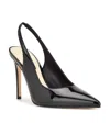 Nine West Denayen 3 Womens Faux Leather Pointed Toe Slingback Heels In Black Patent