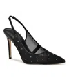 Nine West Feather Rhinestone Mesh Pump In Black Rhinestone