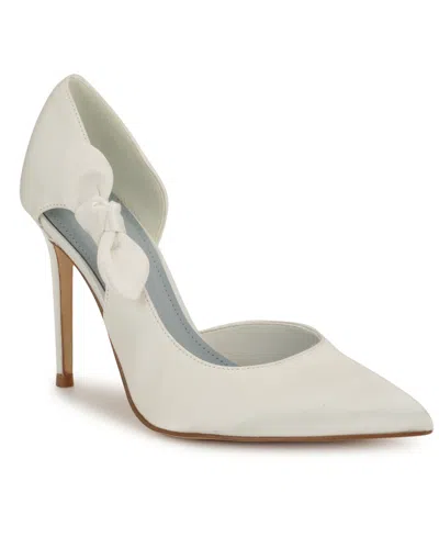 Nine West Women's Fhalon Bridal Satin D'orsay Pumps In White
