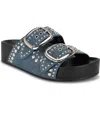 Nine West Women's Flinne Casual Dual Buckle Sandals In Blue Denim