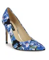 Nine West Women's Fresh Stiletto Pointy Toe Dress Pumps In Blue Bouquet Floral