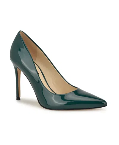 Nine West Women's Fresh Stiletto Pointy Toe Dress Pumps In Green Patent