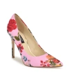 Nine West Fresh Pointed Toe Pump In Pink Rose Print Multi- Textile